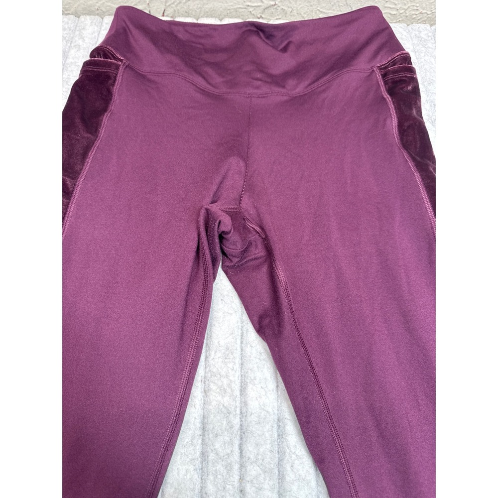 Victoria's Secret PINK High‎ Rise Velvet Trim Leggings Burgundy Pockets Womens M